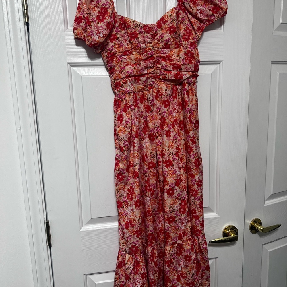 Floral Red Dress